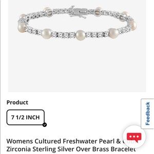 Womens Cultured Freshwater Pearl & Cubic Zirconia Bracelet